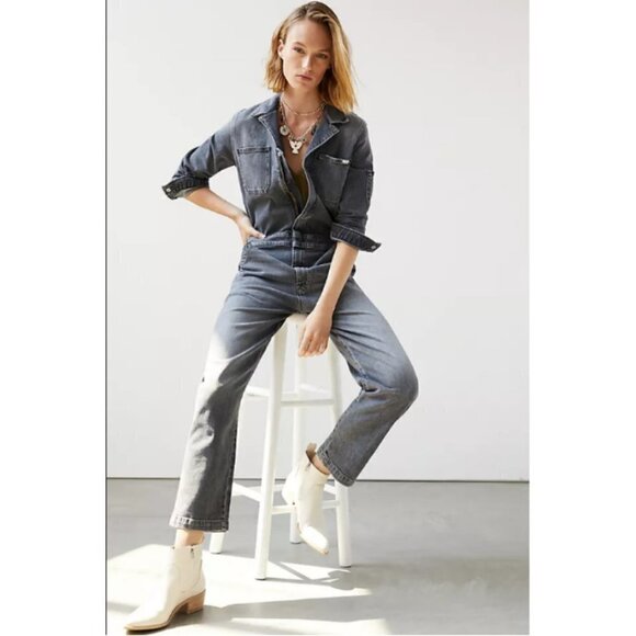 💕MOTHER💕 Half Spring Take-Off Ankle Jumpsuit Stitching in The Dark Gray Small - Picture 9 of 17